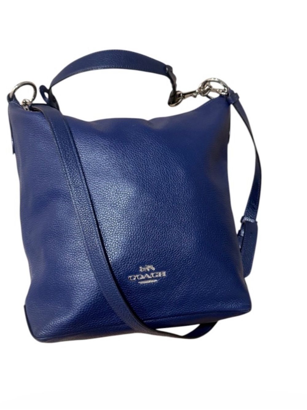 Coach Abby Duffle Pebbled Leather Hobo Bag in Deep Blue Preowned-No Hang Tag